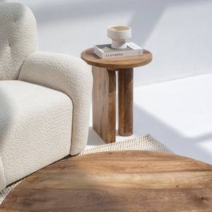 Table d'appoint ronde en bois Vandana Orion Solace avec pieds croisés, meuble d'appoint moderne - Product Image 3