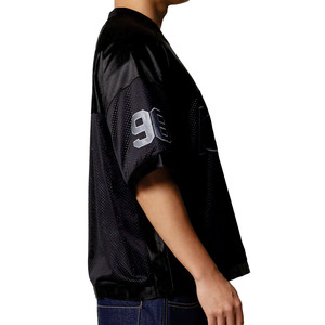 เสื้อเจอร์ซีย์อเมริกันฟุตบอลทรงหลวมแบบตาข่าย OEM สไตล์สตรีทแวร์โอเวอร์ไซส์ สีดำ สำหรับทีมกีฬา รับผลิตเสื้อผ้าพร้อมโลโก้ตามสั่ง - Product Image 2