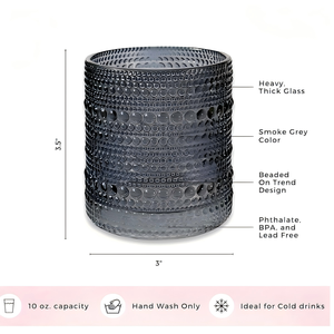 Verres à cocktail, à eau ou à jus rétro vintage en verre, cadeau <span class=keywords><strong>de</strong></span> luxe pour hôtesse ou <span class=keywords><strong>de</strong></span> déménagement, verre à vin gaufré - Product Image 5