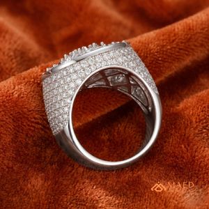 <b>Men's</b> Silver Tone Moissanite Signet <b>Ring</b> Luxury Hip Hop Engagement & Wedding Fashion Jewelry Gift <b>for</b> Stylish <b>Men</b> Daily Wear USA - Product Image 4