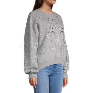 Nouveauté, prix bas, sweat-shirt en strass pour femmes, taille adulte, sweat-shirt en strass personnalisé pour femmes - Product Image 3