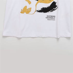 Camiseta Blanca de Cuello Redondo y Manga Corta para Mujer, Corte Regular, Tejido de Algodón, Informal, para Primavera/Verano - Product Image 3