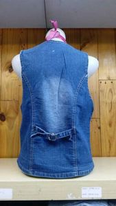 Women's Denim Sleeveless Vest Long Button Front Solid Color Casual Loose Fit Distressed Cotton <b>Jacket</b> Coat Spring Style - Product Image 6