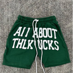 Pantalones cortos bordados desgastados lavados con piedra Terry francés de algodón de peso pesado holgados personalizados para hombres - Product Image 2