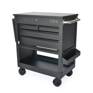 Matte Black Powder Coated Steel 4 Drawer Utility <b>Cart</b> Family keywords: for Garage Workshop Storage Use - Product Image 4