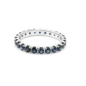 Round Cut Blue Sapphire Eternity Band 14K White Gold Wedding Engagement <b>Ring</b> For Women Fine Jewelry Gift - Product Image 5