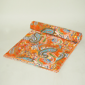 Colcha Kantha Hecha a Mano, de Algodón, Bordada, con Parches, Reversible, con Estampado Paisley, para el Hogar, la Playa y Hoteles - Product Image 3