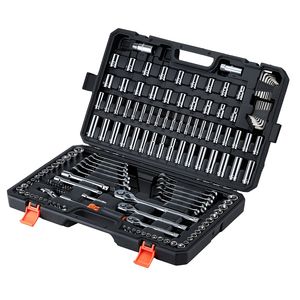 Set di Attrezzi Meccanici da 159 Pezzi con Chiavi a Bussola da 1/4, 3/8, 1/2 Pollici SAE e Metriche per Riparazione Auto - Product Image 1