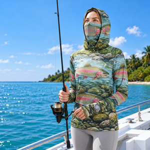 Camisetas de Pesca Personalizadas con Máscara Facial y Tejido de Poliéster de Ajuste Atlético para Marcas de Ropa de Pesca Femenina - Product Image 4