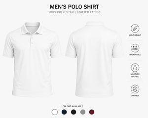 Polo en tricot blanc pour homme 100% polyester, léger, respirant, coupe classique - Product Image 2