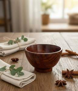 Bols en bois modernes faits à la main en bois dur massif pour la décoration de cuisine, la salle à manger, les cadeaux d'affaires, la maison et les restaurants - Product Image 4