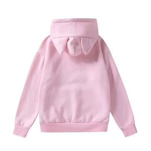 Sudadera con Capucha de Orejas de Gato Unisex, Holgada, Informal, de Color Sólido, de Forro Polar, Corte Regular, para Otoño - Product Image 3