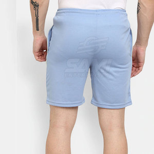 Shorts de course sportifs pour hommes en polyester/coton, taille mi-haute, tricotés, couleur unie, logo personnalisé sur le devant, cordon de serrage, respirants, service OEM - Product Image 3