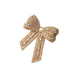 Lazo para el pelo artesanal de cristal y pedrería, estilo dulce, diseño personalizado, con cuentas y bordados, en cobre dorado, para boda, venta al por mayor - Product Image 1