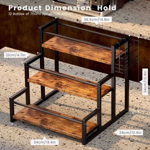 Portabottiglie a 3 Livelli per 12 Bottiglie, Organizzatore per Sciroppi di Caffè con Scaffale Bar per Uso in Cucina - Product Image 3