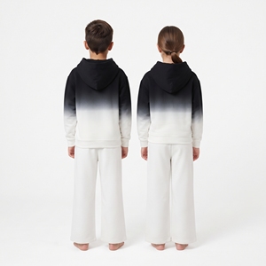 Ensemble de survêtement à capuche et pantalon large pour enfants, motif color block par sublimation, personnalisable, pour garçons et filles, vêtements de sport décontractés et assortis - Product Image 2