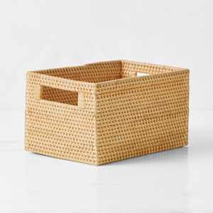 Natural Rattan <b>Storage</b> <b>Basket</b> <b>Rectangle</b> Shape With Handles Rustic Kitchen <b>Storage</b> Organizing Bin - Product Image 3