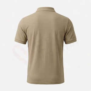 <b>Men's</b> <b>Khaki</b> Short Sleeve 100% Cotton Pique Polo <b>Shirt</b> Casual Breathable Regular Fit Solid Knitted Design - Product Image 2