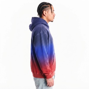 Sweat à capuche zippé pour homme avec manches contrastantes, en molleton de coton mélangé de qualité supérieure, poche kangourou, décontracté, sportif, hiver - Product Image 3