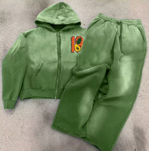 Ensemble de survêtement décontracté pour femme, tendance, effet délavé, confortable, avec sweat à capuche et pantalon de jogging, deux pièces - Product Image 2
