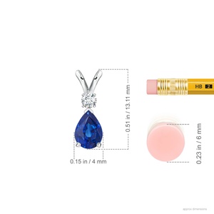 14K Gold IGI Certified Natural Blue Sapphire Prong-<b>Set</b> Teardrop V-Bale Pendant With Round Diamond Fine Jewelry Necklace For Girl - Product Image 2
