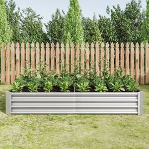 Fioriera Rettangolare Rialzata in Metallo Argentato 6 X 3 X 1 Piede, Vasi da Giardino per Verdure, Fiori e Piante - Product Image 1