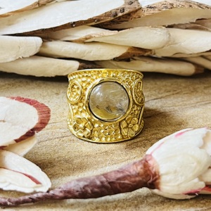 Latest Design Quartz <b>Rings</b> Boho Floral Brass <b>Rings</b> For Women 18k <b>Gold</b> Plated Hammered <b>Cocktail</b> Band <b>Ring</b> For Wholesale/OEM/ODM - Product Image 1
