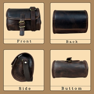 Sac bandoulière vintage en cuir véritable fait main pour femme, marron, avec fermeture éclair, deux sangles, léger, pour affaires, 3L+ - Product Image 2