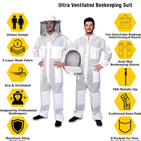 Combinaison de travail apicole à double voile, 3 couches, maille ventilée, voile de protection, poignets élastiques, plusieurs poches, nylon imperméable