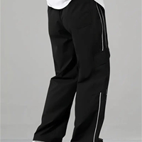 Pantalon unisexe ample et décontracté style streetwear, brodé, coupe large, en coton épais 100% avec taille élastique, type jogger