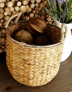 Handmade Seagrass Storage <b>Basket</b> with Handles <b>Woven</b> Natural Fiber Organizer <b>Basket</b> for Home Living Room Bedroom Laundry and Deco - Product Image 5