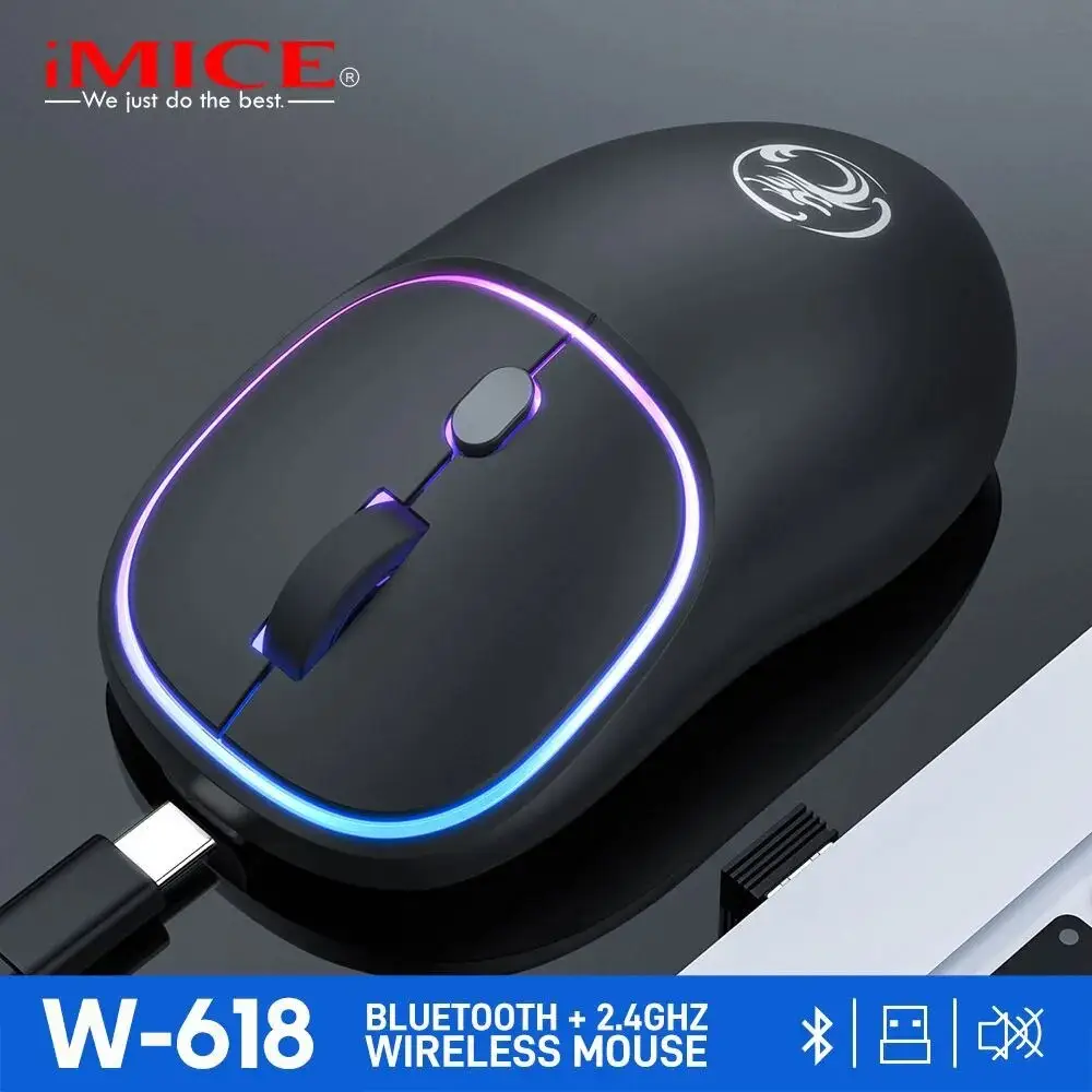 2023 nuevo ratón de intercambio en caliente ratón silencio clave ordenador Usb inalámbrico ergonómico ratón para juegos W-618 recargable 2,4G