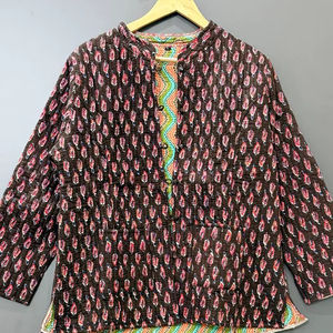 Chaleco de Algodón Acolchado Hecho a Mano en India, Estilo Jaipuri Vintage Kantha, Sin Mangas, Reversible, para Otoño, Ideal para Fiestas - Product Image 1