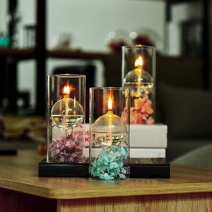 Lampe à huile en verre transparent rechargeable, porte-bougie hurricane, cylindre rond pour décoration de mariage, fête, Noël - Product Image 2