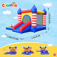 Château gonflable commercial COCOFISH avec double toboggan et piscine à balles, combo château gonflable pour enfants pour les fêtes et les parcs d'attractions