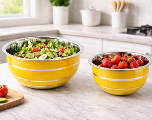 Stainless Steel Mixing Bowl <b>Set</b> Yellow Color Modern Wedding Dishwasher Safe Deep Kitchen Bowl for Cooking <b>Baking</b> Serving Salad - Product Image 4