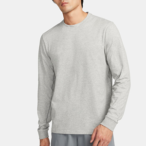 Camiseta de Alta Calidad para Hombre, 100% Algodón, Lisa, Ropa Informal, Transpirable, Personalizable, Cuello Redondo, Manga Larga - Product Image 1