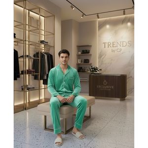 Luxury Men's Velvet Pajama Set-Winter Warm Eco-Friendly Anti-Bacterial Soft Nightwear Piped Trim Pockets Double Fabric French - Product Image 2