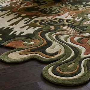 Designer Abstract Koi Fish Wool Rug Irregular Tufted Landscape Carpet Artistic Living Room Decor Nature Pattern Luxury <b>Floor</b> Mat - Product Image 4