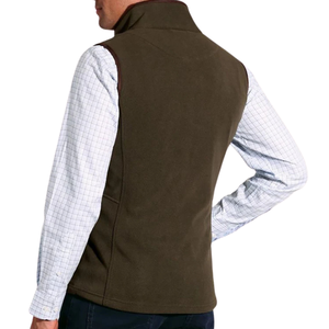 <b>Mens</b> Olive Green <b>Fleece</b> <b>Gilet</b> Sleeveless Full Zip Vest with Stand Collar Brown Trim and Side Pockets for Casual Winter Wear <b>Men</b> - Product Image 4