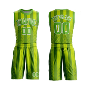 Conjuntos de Entrenamiento de Baloncesto para Jóvenes, 100% Poliéster, Transpirables, de Secado Rápido, Color Verde, Uniformes Personalizados por Sublimación para Clubes de Baloncesto - Product Image 1
