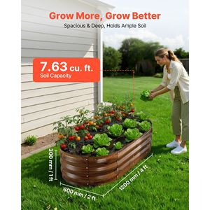 Set di 2 Fioriere Rialzate Ovali in Metallo Zincato 4 X 2 X 1 Piedi, Kit per Giardino Esterno Senza Fondo, Vasi e Fioriere - Product Image 2