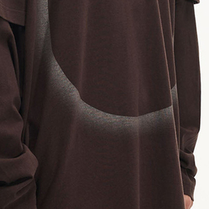 เสื้อยืดแขนยาวผู้ชายลำลอง ผ้าฝ้าย 100% สองชั้น พิมพ์ลายตัวอักษรขนาดใหญ่ ผ้า Worsted ถักทอ - Product Image 6