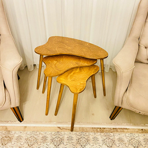 Ensemble de tables d'appoint décoratives en bois massif en forme de cœur, tables d'appoint empilables en bois, meubles de salon, chambre à coucher, table basse - Product Image 1