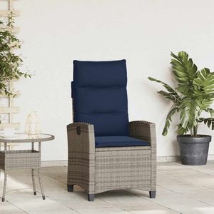 Chaise de jardin inclinable grise en rotin tressé, mobilier d'extérieur au design contemporain avec siège rembourré - Product Image 3