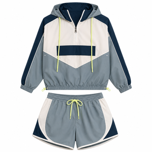 Ensemble de survêtements en nylon pour femmes, deux pièces, légers, pour l'entraînement, vente en gros, fabricant de vêtements de sport pour femmes, jogging en nylon - Product Image 1