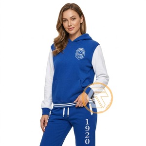 Conjunto de 2 Piezas Personalizado de Sudadera con Capucha Larga de Algodón y Felpa para Mujer, Bordado, de la Hermandad Zeta Phi Beta - Product Image 1