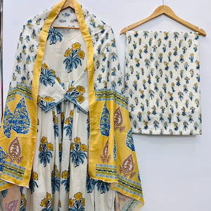 Tenues Salwar Maslin indiennes et pakistanaises de créateurs, avec broderies multicolores et Kurti blanc, pour fêtes, mariages, tenues décontractées, boutique de vêtements Salwar. - Product Image 1