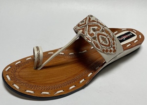 RAJSONS Kolhapuri Stylish Ladies <b>Slides</b>-Genuine Leather Upper Lightweight Comfortable Footwear with Embroidery & Stones - Product Image 2