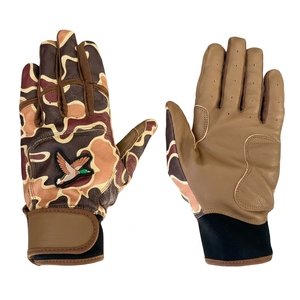 Baseball Batting Gloves Leather Full Finger Pitcher Right-Handed Camouflage <b>Duck</b> Design Non-Slip <b>Hook</b> Loop Closure Outdoor Use - Product Image 2